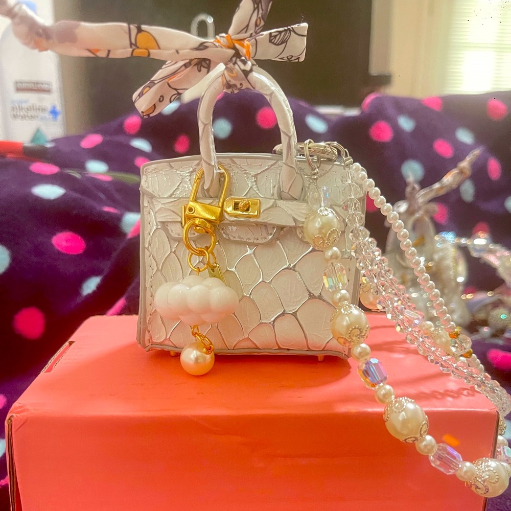 Mini bag, Real Leather white Mermaid mini bag.